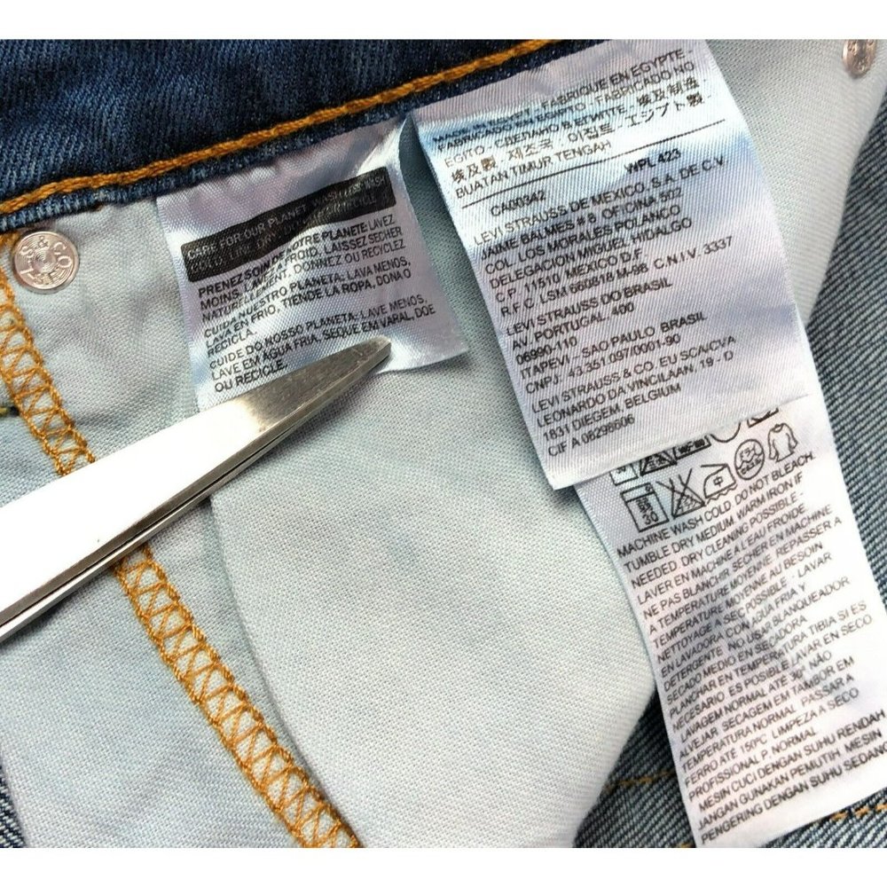 Levis 511 Slim Fit Tapered Leg Mens 36x34 Blue Jeans Distressed Denim Red Tab - Picture 6 of 12